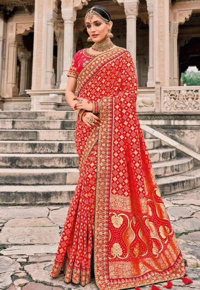 Red silk patola print saree 5801