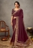 Wine satin silk festival wear saree 41518