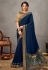 Navy blue satin silk festival wear saree 41521