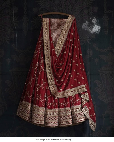 Bollywood Model Red georgette wedding lehenga