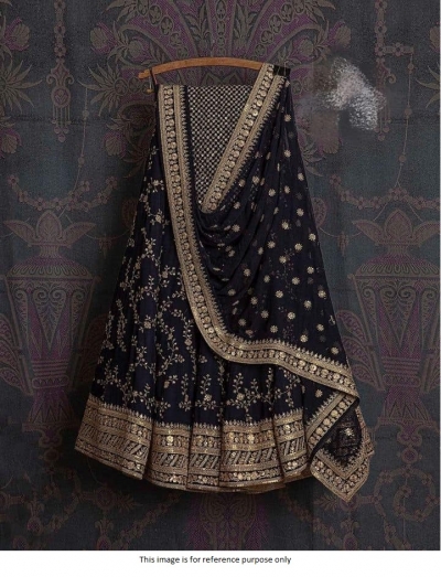 Bollywood Model Navy Blue georgette wedding lehenga