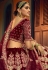 Maroon sequins work velvet bridal lehenga choli 5605