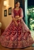 Maroon embroidered velvet bridal lehenga 5607