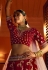 Maroon embroidered velvet bridal lehenga 5607