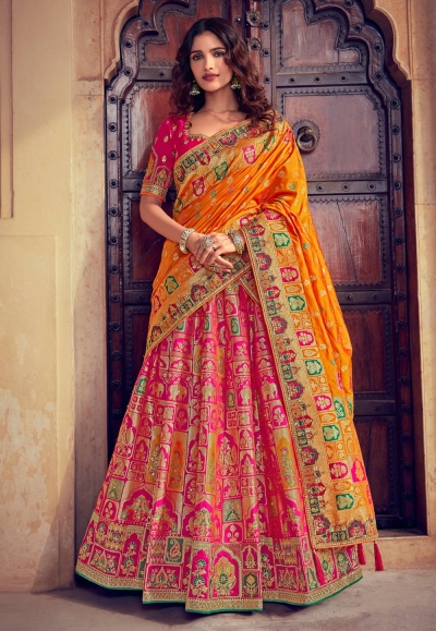 Pink silk embroidered lehenga choli 4912