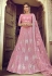 Pink net embroidered work lehenga choli 7805