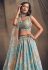 Sky blue organza embroidered lehenga choli 7619