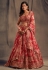 Red organza sequins work lehenga choli 7617