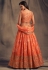 Orange organza sequins work lehenga choli 7612