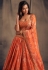 Orange organza sequins work lehenga choli 7612