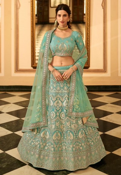 Sea green organza gota work lehenga choli 7206