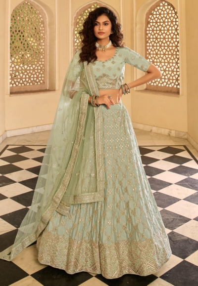 Light green crepe party wear lehenga choli 7213