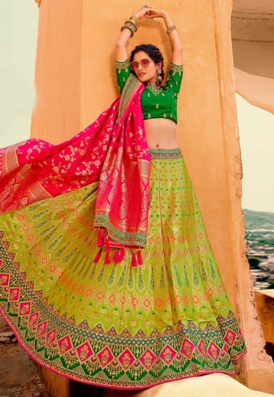 Light green silk embroidered lehenga choli 133211