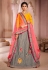 Grey silk mirror work lehenga choli 1213