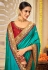 Turquoise silk saree with blouse 3005