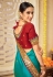Turquoise silk saree with blouse 3005