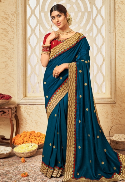 Blue silk festival wear saree 3002