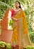 Mustard organza saree with blouse 1001