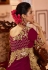Wine georgette saree with blouse 7007