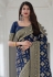 Navy blue banarasi saree with blouse 6001