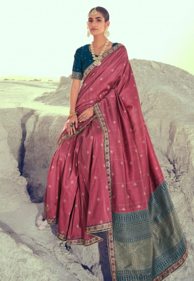 Pink silk festival wear saree 4234