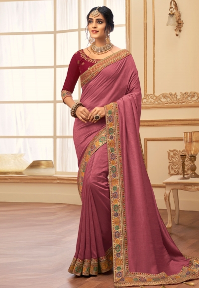 Pink silk festival wear saree 2802