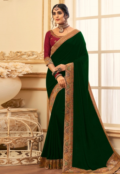 Green silk festival wear saree 2808