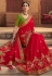 Red satin georgette festival wear saree 1107