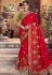 Red satin georgette festival wear saree 1107