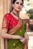 Mehndi satin georgette saree with blouse 1108