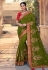 Mehndi satin georgette saree with blouse 1108