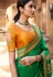 Green satin georgette saree with blouse 1110