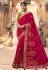 Pink satin georgette saree with blouse 1112