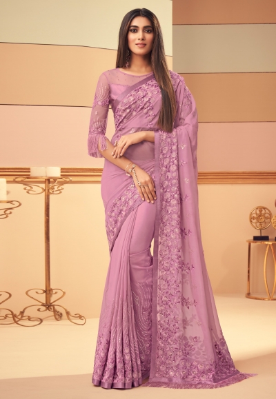 Light purple silk saree with blouse 6105