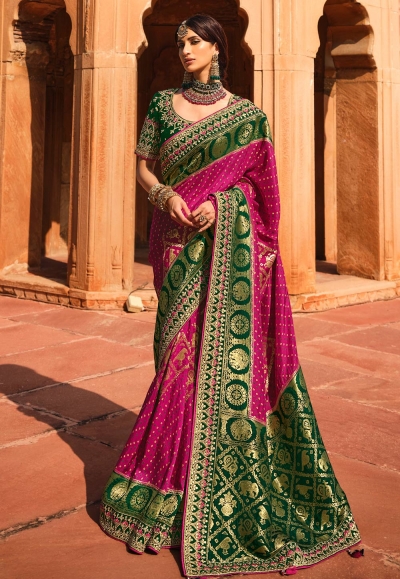 Magenta silk festival wear saree 4804