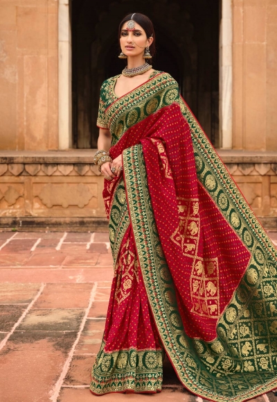 Maroon silk saree with blouse 4805