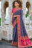 Blue banarasi silk festival wear saree 5906