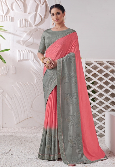 Pink viscose festival wear saree 41612