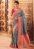 Grey silk saree with blouse 10129