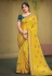 Yellow satin silk festival wear saree 41707