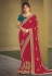 Red silk georgette festival wear saree 41709