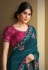 Teal silk georgette saree with blouse 41710