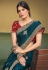 Teal satin silk saree with blouse 41716