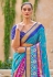 Sky blue silk saree with blouse 114G