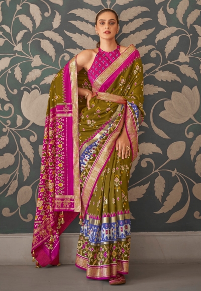 Mehndi silk festival wear saree 114B