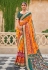 Orange silk festival wear saree 114F