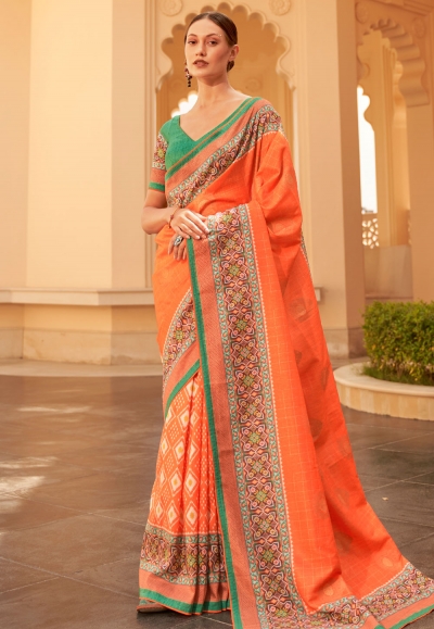 Orange silk festival wear saree 244