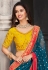 Teal silk saree with blouse 1301