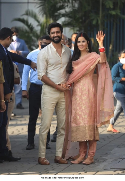 Bollywood Sabyasachi Inspired Katrina Kaif Peach churidar