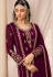 wine georgette embroidered sharara pakistani suit 73004